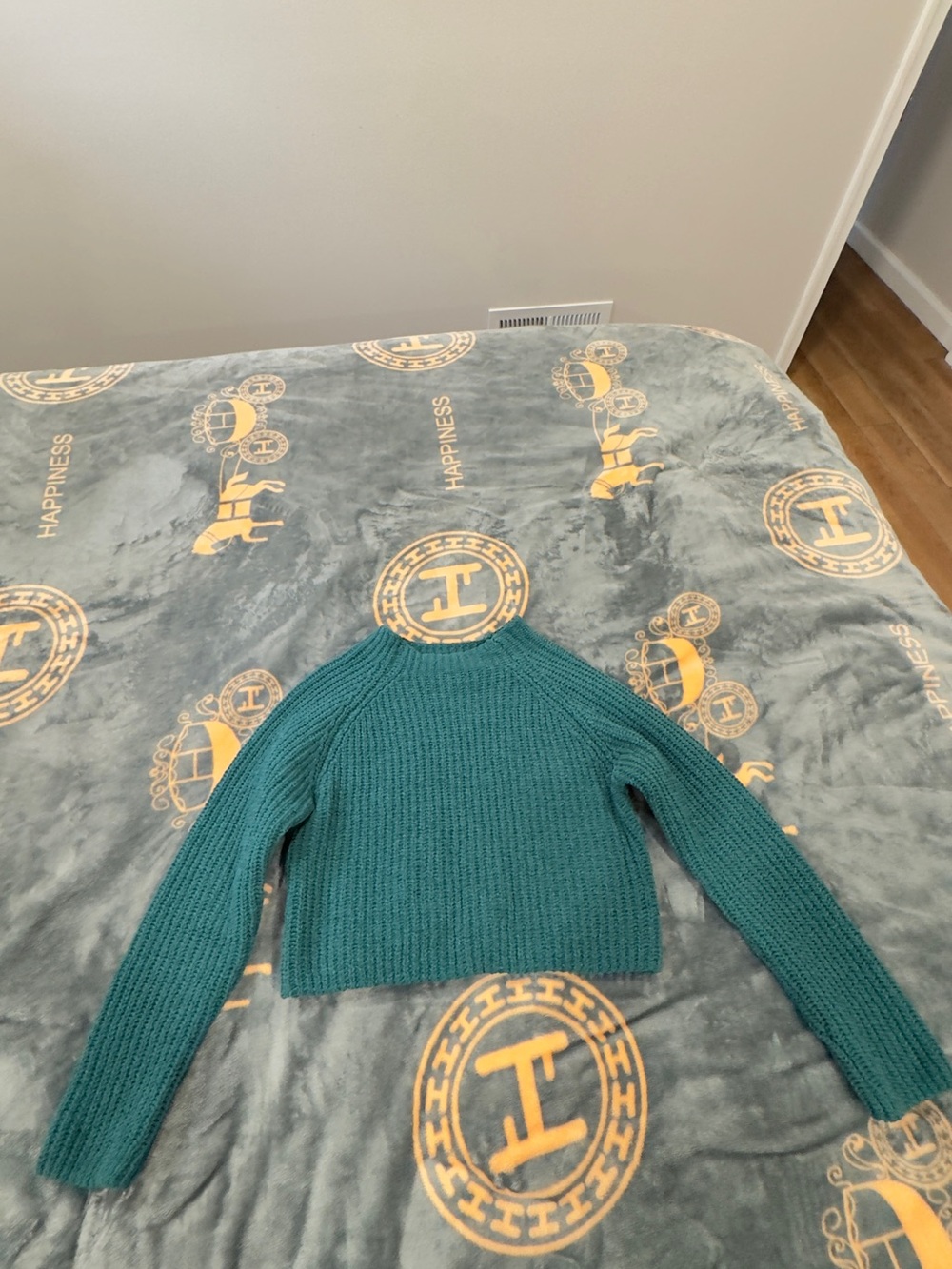Urban Heritage Teal Ribbed Cropped Turtleneck Sweater